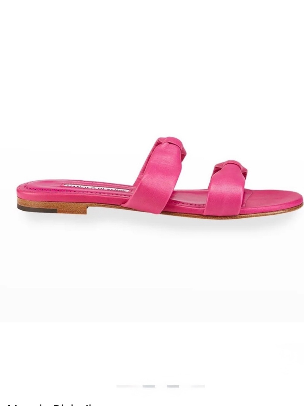 Manolo Blahnik Hot Pink Double-Strap Satin Slide Sandals